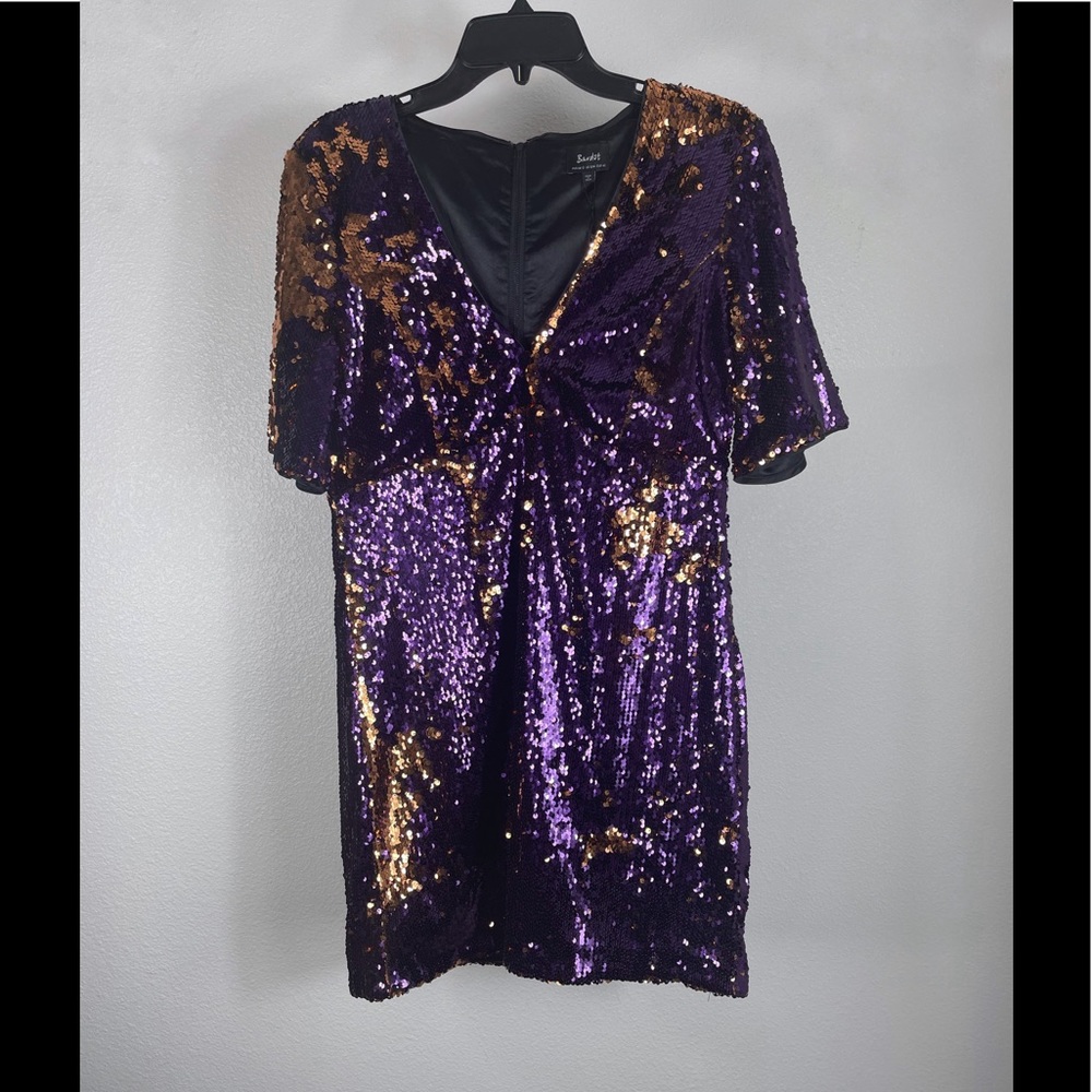 Bardot Sequins Dress Two Tones Embellished - Picture 2 of 7